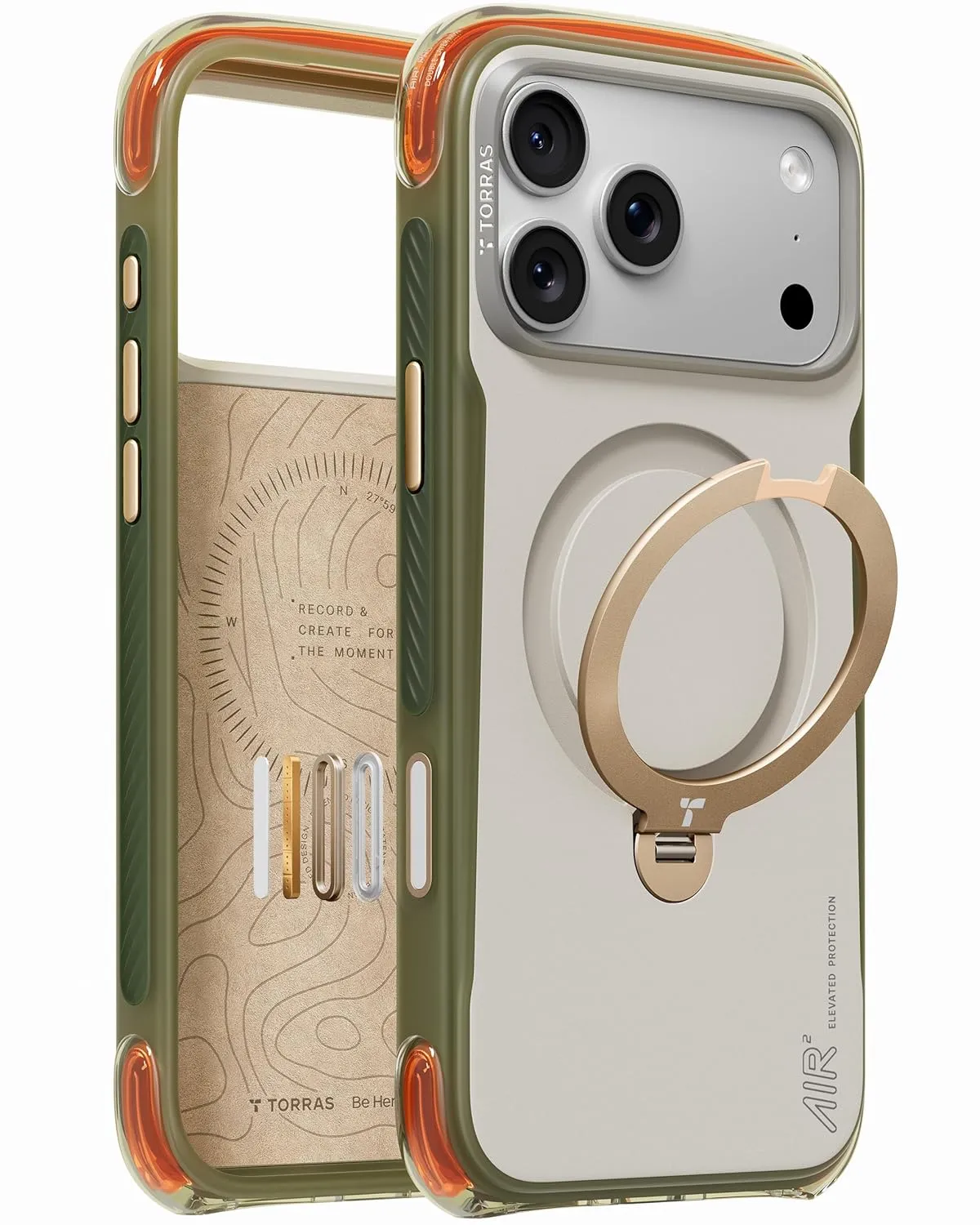 TORRAS Ostand Q3 Air Pro iPhone 17 Pro Case, Dual Airbag Drop Protection